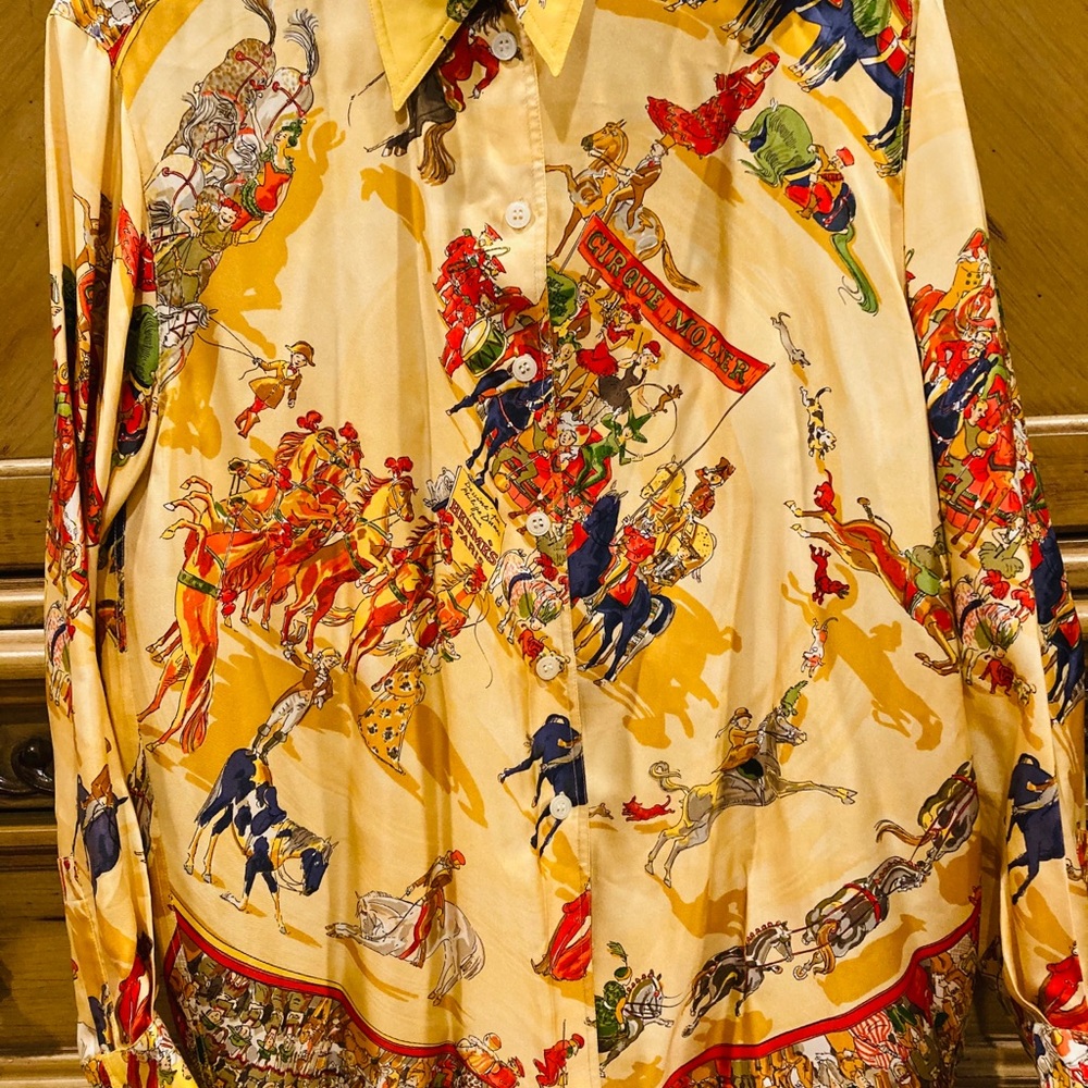 Hermès  Silk Scarf Print "Cirque Molier"  Blouse - Picture 11 of 13